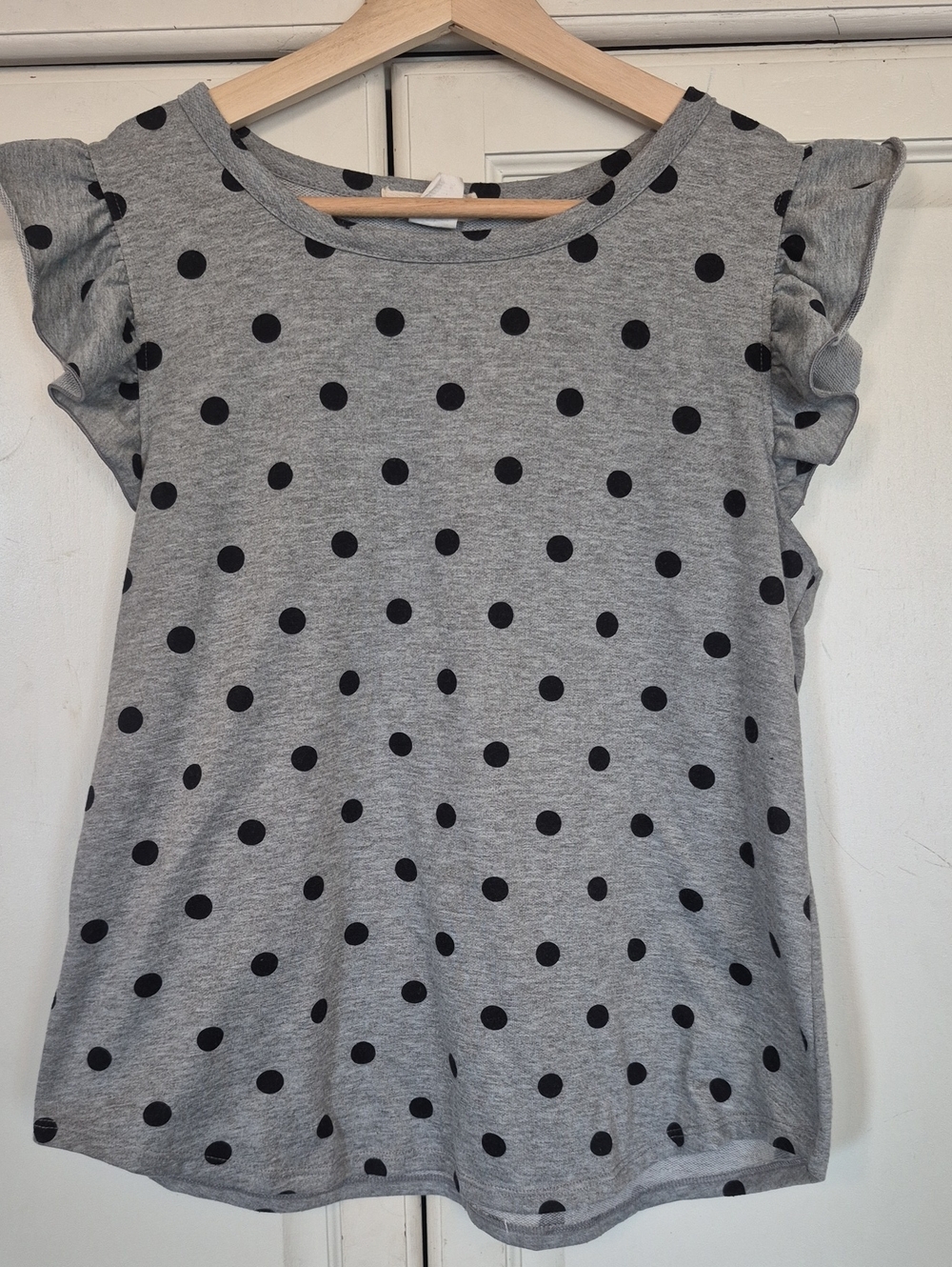 pebble and stone Grey Tee with Black Polka Dots